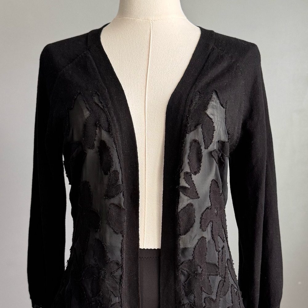 Madison Elegant Black Floral Cardigan